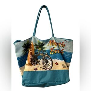 Myrtle Beach Themed Extra Large Beach Tote Bag - Blue